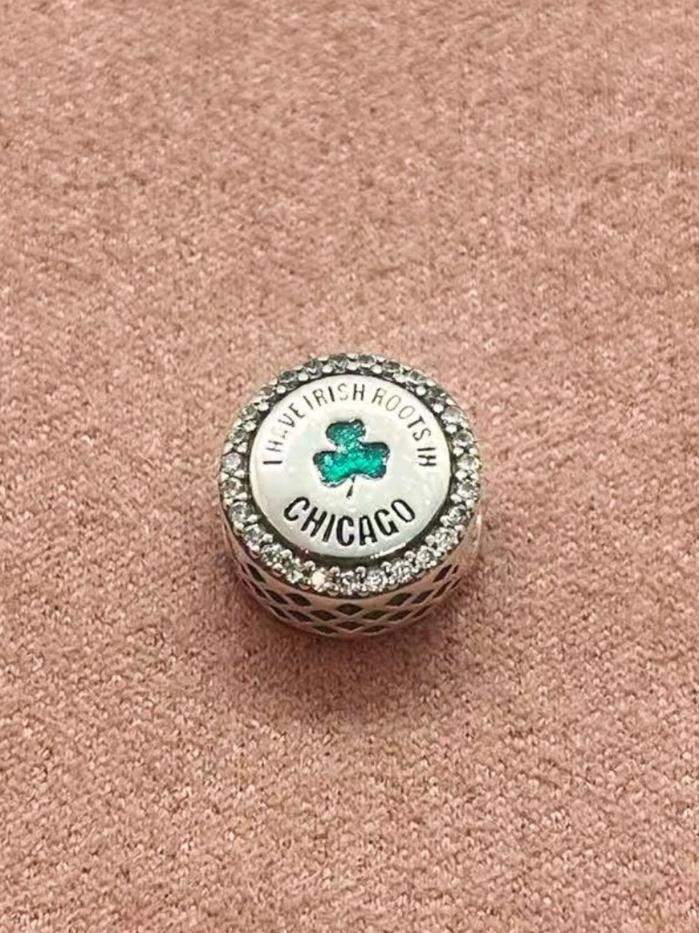 Pandora Chicago I Have Irish Roots Ih four-leaf clover Exclusive Charm Bracelets